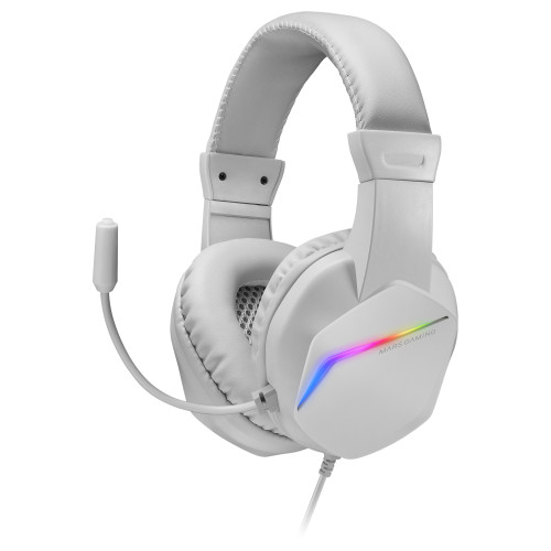MARS GAMING - MH122 Blanco, Cascos Gaming FRGB Over Ear con Micrófono, Sonido HiFi, Cancelación de Sonido, Ultraligeros, PS4 PS5 Xbox Switch Tablet Windows Mac (Ref.MH122W)