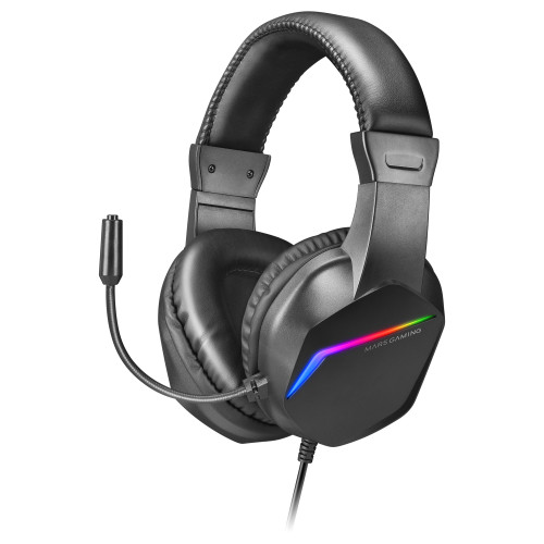 MARS GAMING - Negro, Cascos Gaming FRGB Over Ear con Micrófono, Sonido HiFi, Cancelación de Sonido, Ultraligeros, PS4 PS5 Xbox Switch Tablet Windows Mac (Ref.MH122)