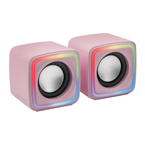 MARS GAMING - Rosa Altavoces Gaming RGB Compactos Procesador Sonido DSP 8W (Ref.MSCUBEP)