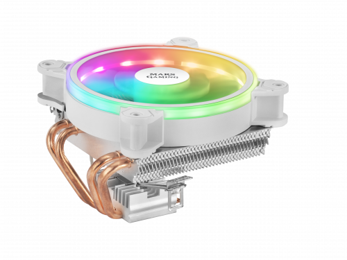 MARS GAMING - MCPU220 CPU COOLER, ARGB 12CM PWM FAN, 4X HEATPIPE, 140W, WHITE (Ref.MCPU220W)