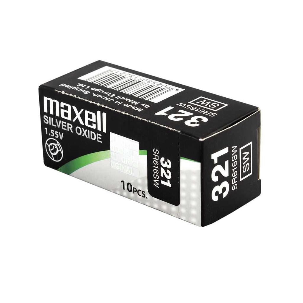 MAXELL - MICRO PILAS PLANAS ÓXIDO DE PLATA 1,55V - SR616SW 321 CAJA 10U (Ref.SR0616SW MXL)