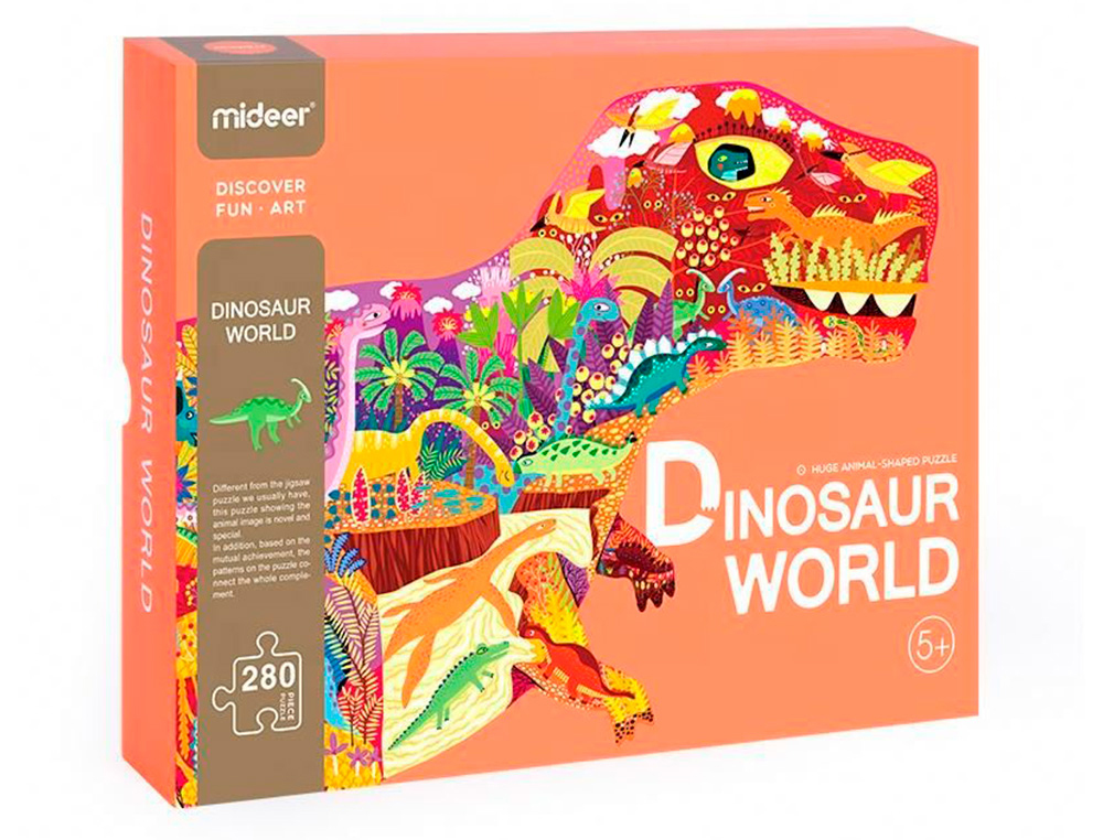 MIDEER - PUZLE MUNDO DE DINOSAURIOS CON FORMA ANIMAL GRANDE 280 PIEZAS (Ref.MD3083)