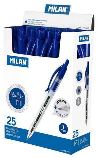MILAN - BOLÍGRAFO P1 CUERPO TRANSPARENTE AZUL -CAJA EXP 25U- (Ref.17651225)