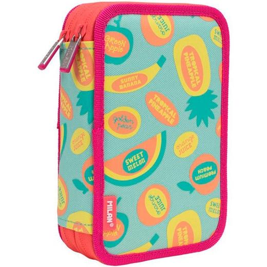 MILAN - PLUMIER 2 PISOS CON CONTENIDO SERIE ESPECIAL FRUTIKIS VERDE/NARANJA (Ref.081264FK)