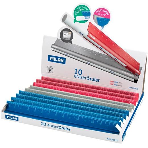 MILAN - REGLA METAL TOUCH 15 CMS CON GOMA EXPOSITOR de 10 (Ref.352910)