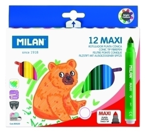 MILAN - ROTULADOR FIBRA MAXI CAJA de 12 (Ref.80020)