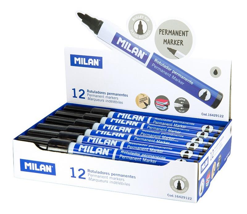 MILAN - ROTULADOR PERMANENTE PUNTA REDONDA NEGRO -12U- (Ref.16429122)
