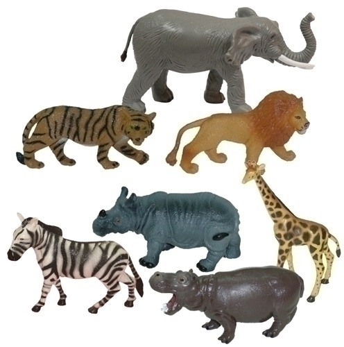 MINILAND - BOTE CON ASA 7 FIGURAS ANIMALES DE LA SELVA (Ref.25123)