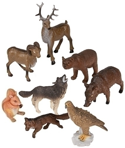 MINILAND - BOTE CON ASA 8 FIGURAS ANIMALES DEL BOSQUE (Ref.25126)