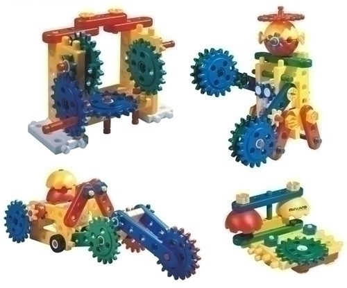MINILAND - CONTENEDOR DE 62 PIEZAS DE CONSTRUCCION Y ENGRANAJE (Ref.95003)