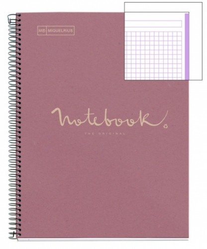 MIQUELRIUS - BLOC EMOTIONS NOTEBOOK 1 micro.tapa DURA A4 80h 90g CUADRIC.5x5 ECOLAVANDA (Ref.6090)