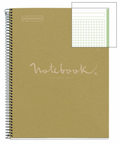 MIQUELRIUS - BLOC EMOTIONS NOTEBOOK 1 micro.tapa DURA A4 80h 90g CUADRIC.5x5 ECOLAVERDE (Ref.6091)