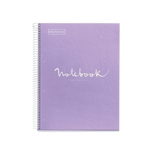 MIQUELRIUS - BLOC EMOTIONS NOTEBOOK 1 micro.tapa DURA A4 80h 90g CUADRIC.5x5 LAVANDA (Ref.46055)