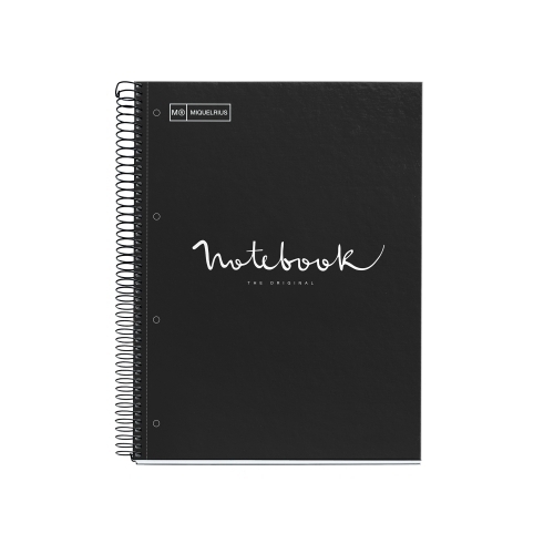 MIQUELRIUS - BLOC EMOTIONS NOTEBOOK 1 micro.tapa DURA A4 80h 90g CUADRIC.5x5 NEGRO (Ref.46045)
