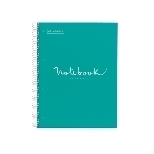 MIQUELRIUS - BLOC EMOTIONS NOTEBOOK 1 micro.tapa DURA A4 80h 90g CUADRIC.5x5 TURQUESA (Ref.46048)