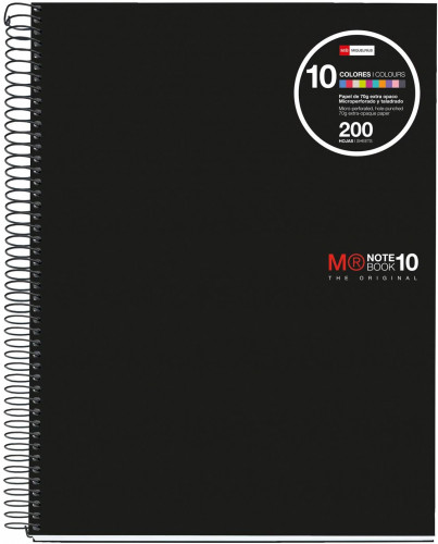 MIQUELRIUS - BLOC EMOTIONS NOTEBOOK 10 micro.tapa PP A4 200h 70g CUADRIC.5x5 NEGRO (Ref.47009)