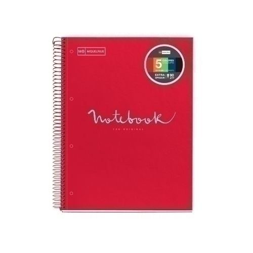 MIQUELRIUS - BLOC EMOTIONS NOTEBOOK 5 micro.tapa DURA A4 120h 90g CUADRIC.5x5 ROJO (Ref.46066)