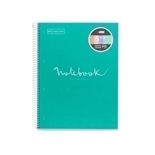 MIQUELRIUS - BLOC EMOTIONS NOTEBOOK 5 micro.tapa DURA A4 120h 90g HORIZONTAL 7mm TURQUESA (Ref.48564)