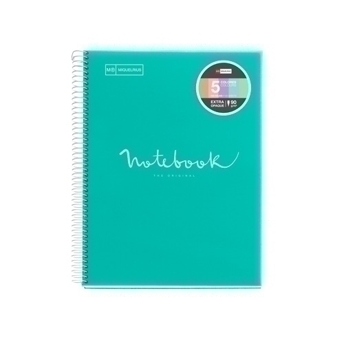 MIQUELRIUS - BLOC EMOTIONS NOTEBOOK 5 micro.tapa PP A4 120h 90g CUADRIC.5x5 TURQUESA (Ref.46073)