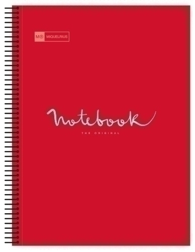 MIQUELRIUS - BLOC EMOTIONS NOTEBOOK 5 micro.tapa PP A5 120h 90g CUADRIC.5x5 ROJO (Ref.46102)