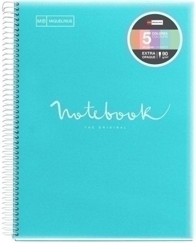 MIQUELRIUS - BLOC EMOTIONS NOTEBOOK 5 micro.tapa PP A5 120h 90g HORIZ.7mm AZUL CIELO (Ref.49949)