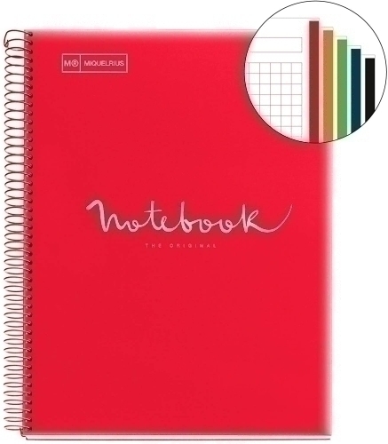 MIQUELRIUS - BLOC EMOTIONS NOTEBOOK 5 micro.tapa PP A5 120h 90g HORIZ.7mm ROJO (Ref.49948)