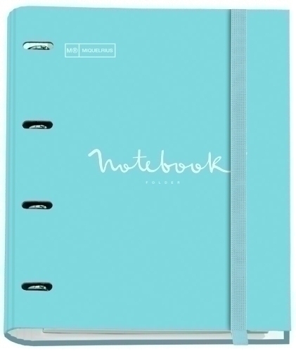 MIQUELRIUS - CARPEBLOC EMOTIONS CARTON FORRADO A4 4 ANILLAS MIXTAS de 35mm con REC.100 hj. 90 gr. AZUL CIELO (Ref.14683)