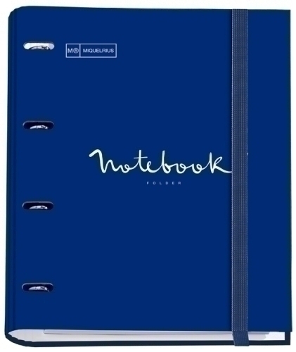 MIQUELRIUS - CARPEBLOC EMOTIONS CARTON FORRADO A4 4 ANILLAS MIXTAS de 35mm con REC.100 hj. 90 gr. MARINO (Ref.14682)