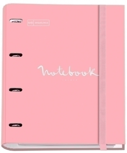 MIQUELRIUS - CARPEBLOC EMOTIONS CARTON FORRADO A4 4 ANILLAS MIXTAS de 35mm con REC.100 hj. 90 gr. ROSA (Ref.14687)