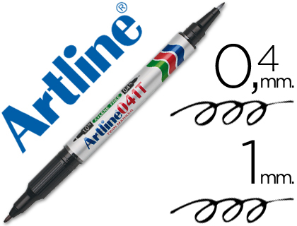 ARTLINE - ROTULADOR MARCADOR PERMANENTE EK-041T NEGRO -DOBLE PUNTA 0.4 Y 1.0 MM (Ref.EK-041T/NE)
