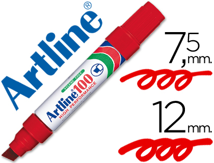 ARTLINE - ROTULADOR MARCADOR PERMANENTE 100 ROJO -PUNTA BISELADA (Ref.100-R)