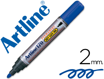 ARTLINE - ROTULADOR MARCADOR PERMANENTE 170 AZUL -PUNTA REDONDA 2MM -ANTISECADO (Ref.170-A)