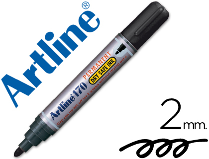 ARTLINE - ROTULADOR MARCADOR PERMANENTE 170 NEGRO -PUNTA REDONDA 2 MM -ANTISECADO (Ref.170-N)