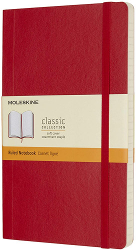MOLESKINE - LIBRETA CLASICA TAPA BLANDA ROJO ESCARLATA L (13X21CM) RAYADA (Ref.QP616F2)