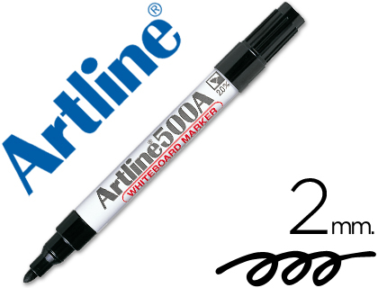 ARTLINE - ROTULADOR PIZARRA NEGRO PUNTA REDONDA 2 MM RECARGABLE (Ref.EK-500 N)