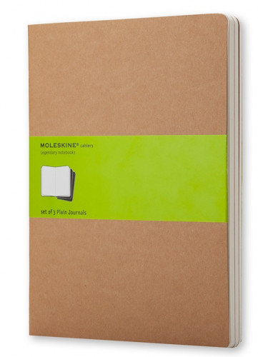 MOLESKINE - SET DE 3 LIBRETAS CAHIER MARRÓN KRAFT XL (19X25CM) LISAS (Ref.QP423)