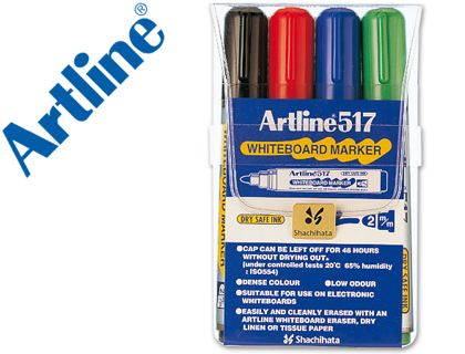 ARTLINE - ROTULADOR PIZARRA EK-517 4 -PUNTA REDONDA 2 MM -BOLSA DE 4 ROTULADORES (Ref.517/4)