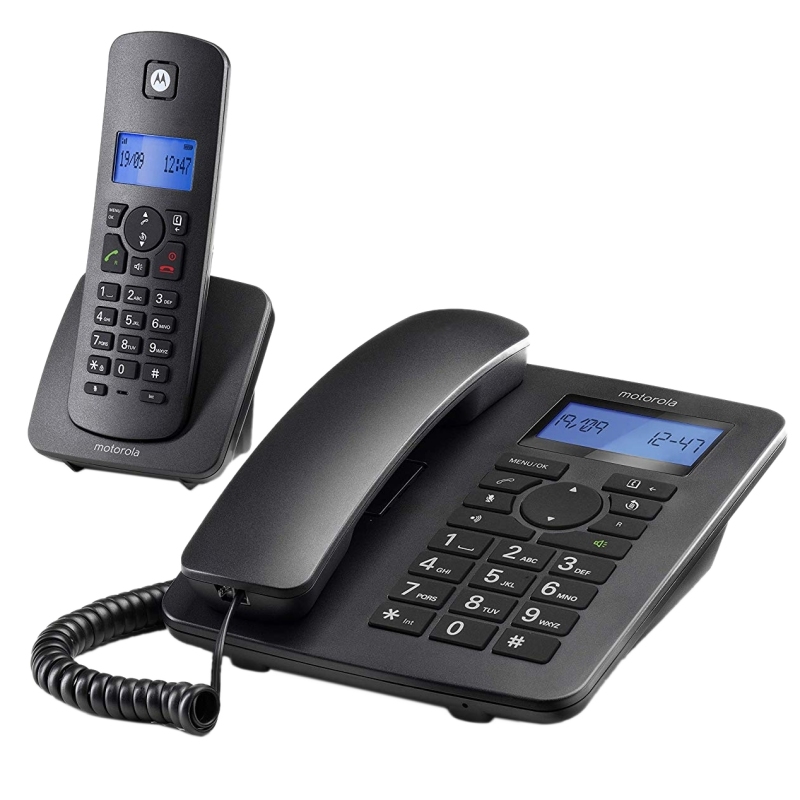 MOTOROLA - C4201 Telefono Combo Fijo + DECT Negro (Ref.E10E09K19B1GSG03)