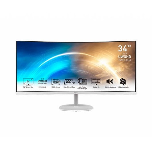 MSI - MONITOR PRO MP341CQW 34" CURVO. 3440 X 1440 UWQHD. 100HZ. BLANCO (Ref.9S6-3PB2CT-009)