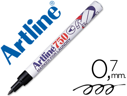 ARTLINE - ROTULADOR MARCADOR ROPA 750 NEGRO -PUNTA REDONDA 0.7 MM -ROPA PAPEL METAL Y CRISTAL (Ref.EK-750 N)