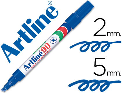 ARTLINE - ROTULADOR MARCADOR PERMANENTE ZUL -PUNTA BISELADA 5 MM -PAPEL METAL Y CRISTAL (Ref.EK-90 A)