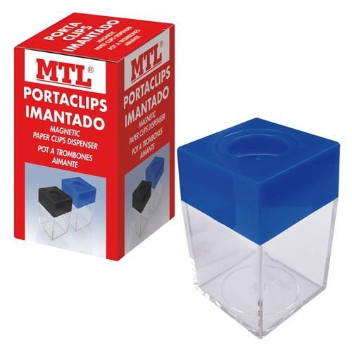 MTL - PORTACLIPS IMANTADO DEPÓSITO TRANSPARENTE PLÁSTICO EMBOCADURA AZUL (Ref.79290)