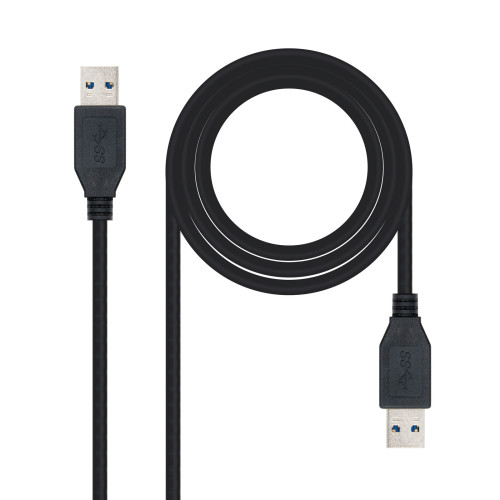 NANOCABLE - cable USB 1 m USB 3.2 Gen 1 (3.1 Gen 1) USB A Negro (Ref.10.01.1001-BK)