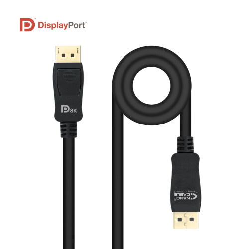 NANOCABLE - Cable DISPLAYPORT 1.4 CERTIFICADO VESA, DP/M – DP/M, Negro, 1.5 m (Ref.10.15.2501-L150)