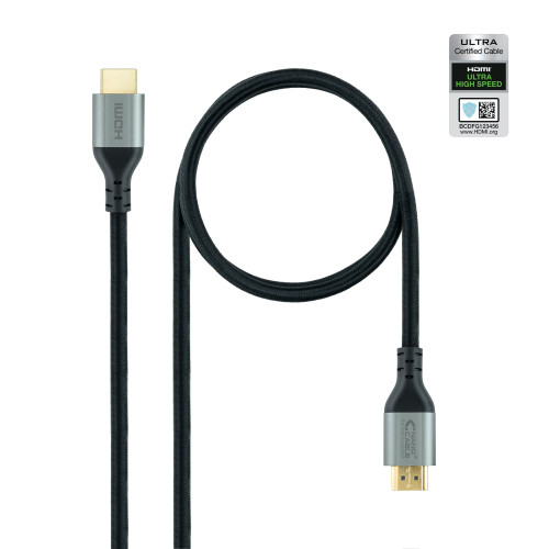 NANOCABLE - Cable HDMI 2.1 Certificado ULTRA HIGH SPEED A/M-A/M, Negro, 1 m (Ref.10.15.8101)