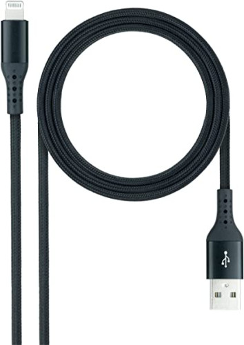NANOCABLE - Cable LIGHTNING-USB A/M, Negro, 1 M (Ref.10.10.0401-COBK)