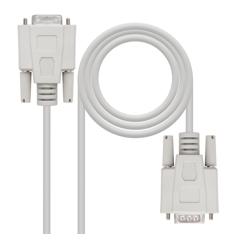 NANOCABLE - Cable Serie RS232, DB9 M-H, Beige, 1.8m (Ref.10.14.0202)