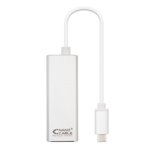 NANOCABLE - Conversor USB-C A Ethernet Gigabit 10/100/1000 Mbps. 15cm (Ref.10.03.0402)