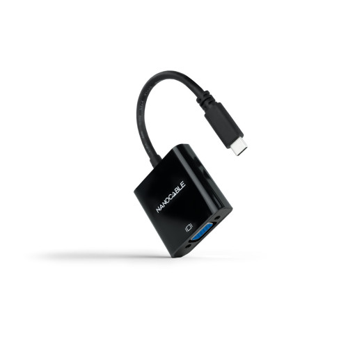 NANOCABLE - Conversor USB-C a VGA, USB-C/M-VGA/H, Negro, 10 cm (Ref.10.16.4101-BK)