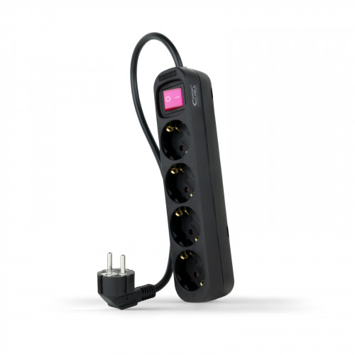 NANOCABLE - Regleta de enchufes de 4 tomas con interruptor, 1.4 metros Negra (Ref.10.37.0004-BK)